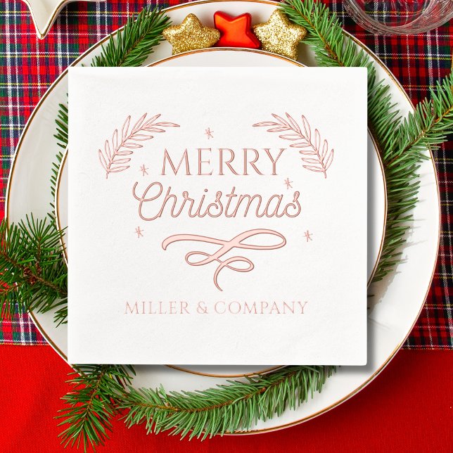 Merry Christmas Script Corporate Personalized Name Foil Napkins (Creator Uploaded)