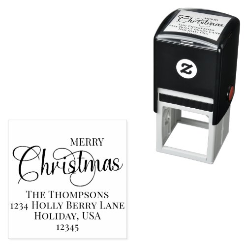 Merry Christmas Script Custom Return Address Self_inking Stamp