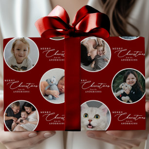 Merry Christmas Script Custom Text 28 Photo Wrapping Paper