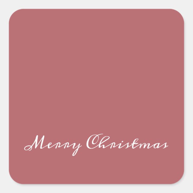 Merry Christmas Script Envelope or Gift Wrap Pink Square Sticker (Front)