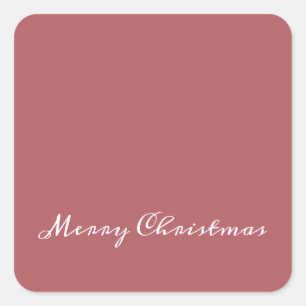 Merry Christmas Script Envelope or Gift Wrap Pink Square Sticker