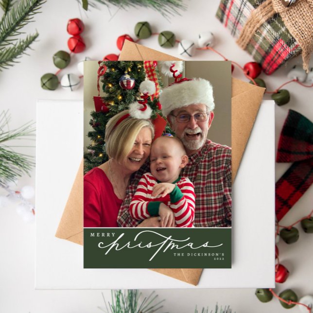 Merry Christmas Script Family Christmas Card (Creator Uploaded)