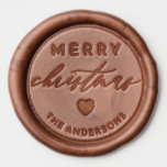Merry Christmas Script, Family Name & Heart Wax Seal Sticker<br><div class="desc">Spread holiday cheer with our Merry Christmas Script,  Family Name & Heart Wax Seal Sticker. "Merry" in classic sans-serif typeface and "Christmas" in elegant script. Easily personalize it with your family name. Perfect for sealing envelopes and adding a touch of elegance to your holiday gifts.</div>