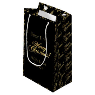 Merry Christmas Script Faux Gold Foil Elegant Small Gift Bag