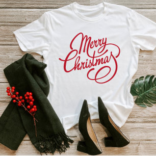 Merry Christmas Script Festive Holiday T-Shirt