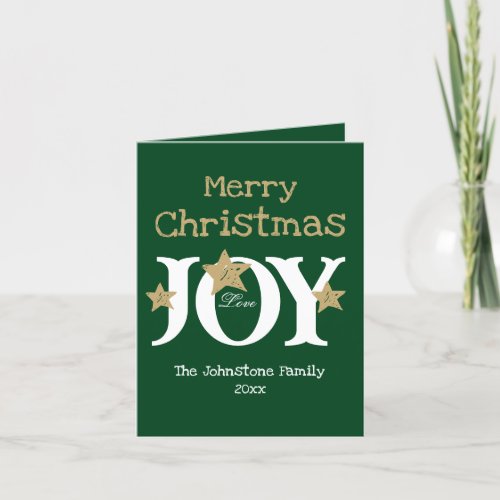 Merry Christmas Script Folded Green Holiday Card 