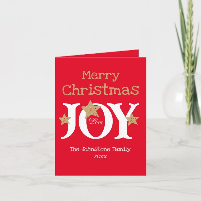 Merry Christmas Script Folded Red Holiday Card (Front)