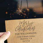 Merry Christmas Script Font Return Address  Self-inking Stamp<br><div class="desc">Merry Christmas Script Font Return Address self-inking stamp Whether you're sending out Christmas cards, invitations, or just want to add a festive touch to your outgoing mail, this stamp will make your envelopes stand out. Spread holiday cheer with every piece of mail you send. Order your Return Address Stamp now...</div>