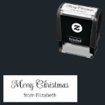 Merry Christmas Script from Your Name Self-inking Stamp<br><div class="desc">Merry Christmas is an elegant script on this stamp. There's also non-script text for your name. All text can be edited or deleted.</div>