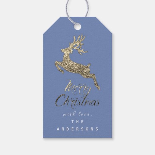 Merry Christmas Script Gift To Blue Sepia Gold Gift Tags