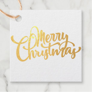 Merry Christmas Script Gold Foil Favor Tags
