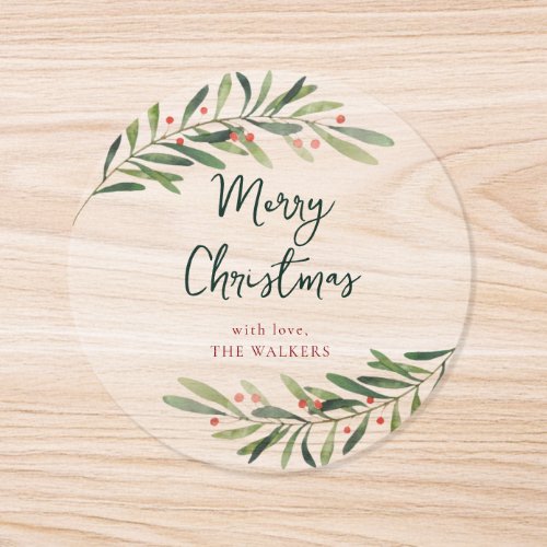 Merry Christmas Script Holiday Classic Round Sticker