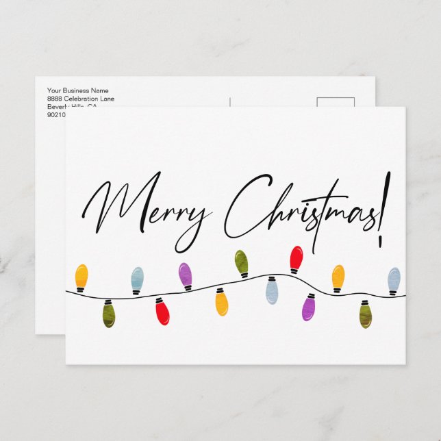 Merry Christmas Script Holiday Lights Corporate  (Front/Back)