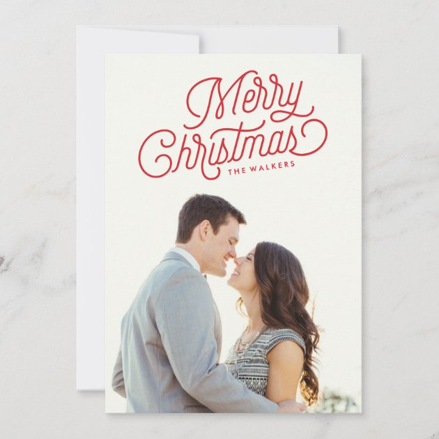 Merry Christmas Script Holiday Photo Card
