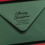 Merry Christmas script holiday return address Self-inking Stamp<br><div class="desc">This Merry Christmas return address stamp is the perfect finishing touch to your Christmas card envelopes. Featuring a casual script "Merry Christmas, " this self-inking stamp is a simple and sustainable way to add your return address to your holiday cards. This design with a hand-written look is designed to coordinate...</div>