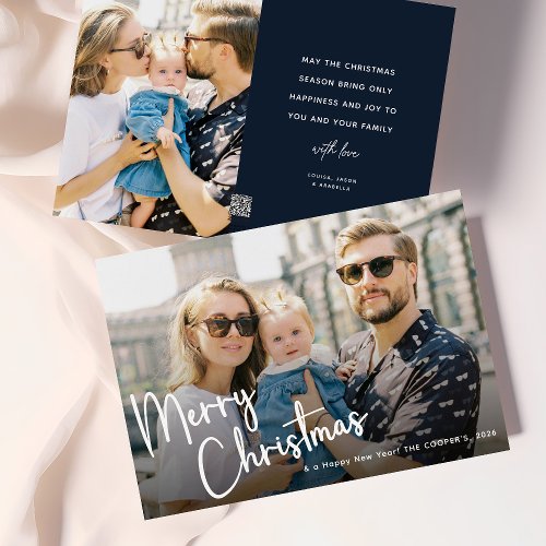 Merry Christmas Script Lettering 2 Photo   Holiday Card