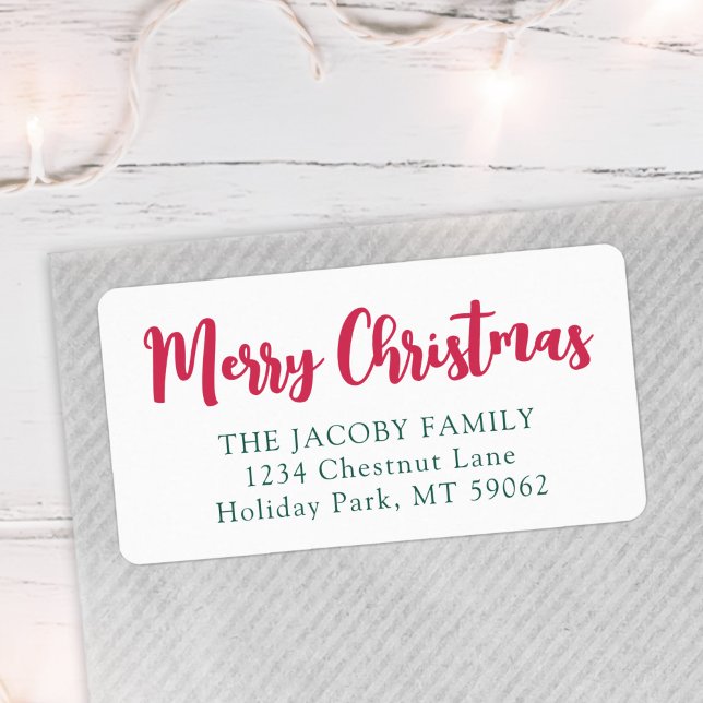 Merry Christmas Script Modern Return Address Label (Creator Uploaded)