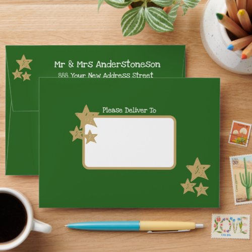 Merry Christmas Script Name Rustic Green Card  Envelope