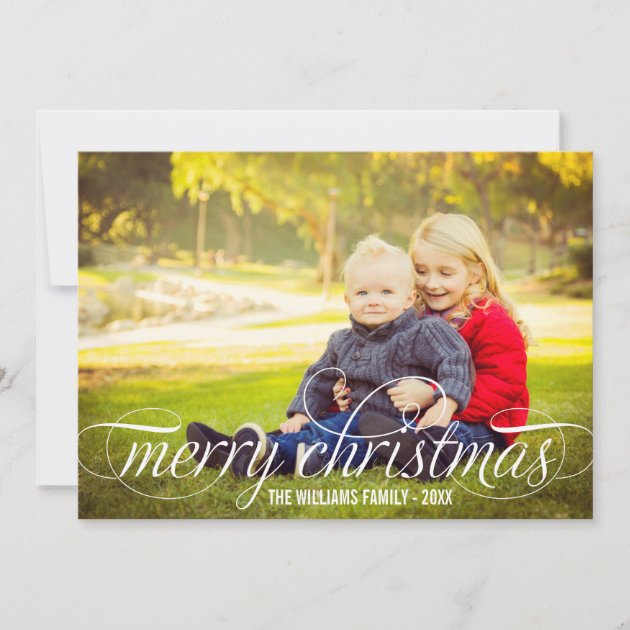 Merry Christmas Script Overlay | Photo Collage Holiday Card