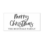 Merry Christmas Script Personalized Family Name Rubber Stamp (Imprint)