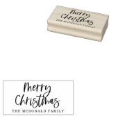 Merry Christmas Script Personalized Family Name Rubber Stamp (Stamped)