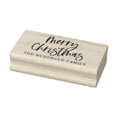 Merry Christmas Script Personalized Family Name Rubber Stamp (Stamp)