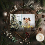 Merry Christmas Script Photo Foil Holiday Card<br><div class="desc">**Luxurious Personalized Christmas Card: Shine in Real Gold** Make a statement this festive season with our premium personalized Christmas card, where elegance meets personal touch. Dominating the front is your full-size photo, turning moments into heartfelt greetings. Overlaid on your image, the phrase "Merry Christmas" gleams brilliantly in real foil gold,...</div>