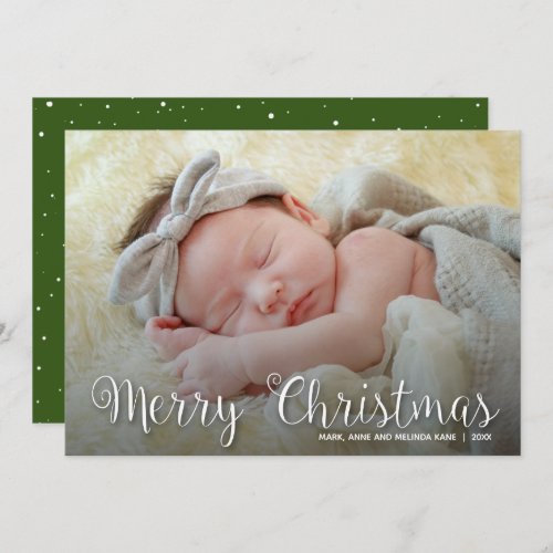 Merry Christmas Script Photo Holiday Card