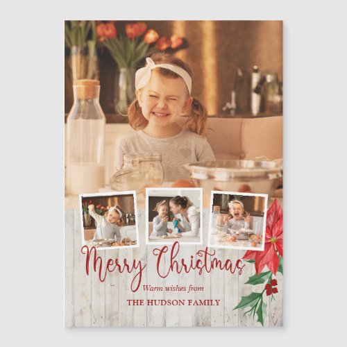 Merry Christmas Script Poinsettia Rustic 4_Photo