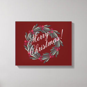 Merry Christmas Script Pretty Festive Red Canvas Print