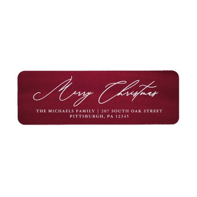 Merry Christmas Script Red Return Address Label (Front)
