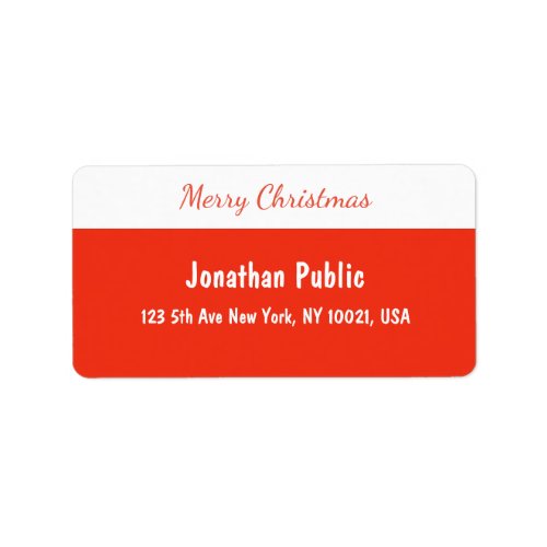 Merry Christmas Script Red White Template Address Label