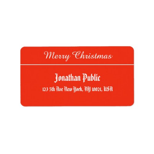 Merry Christmas Script Red White Template Address Label