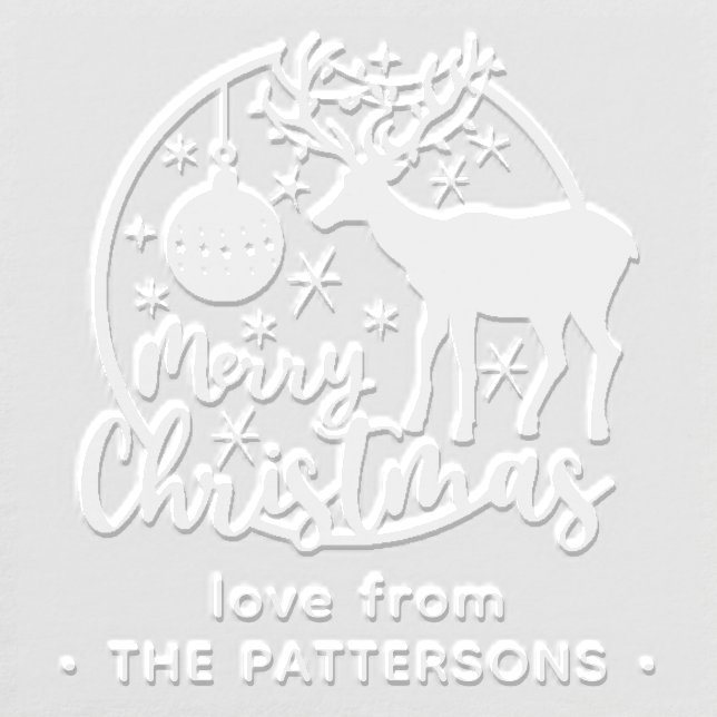 Merry Christmas Script Reindeer Personalized Name Embosser (Design)