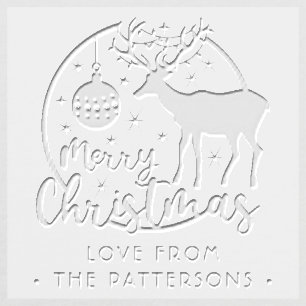 Merry Christmas Script Reindeer Personalized Name Embosser