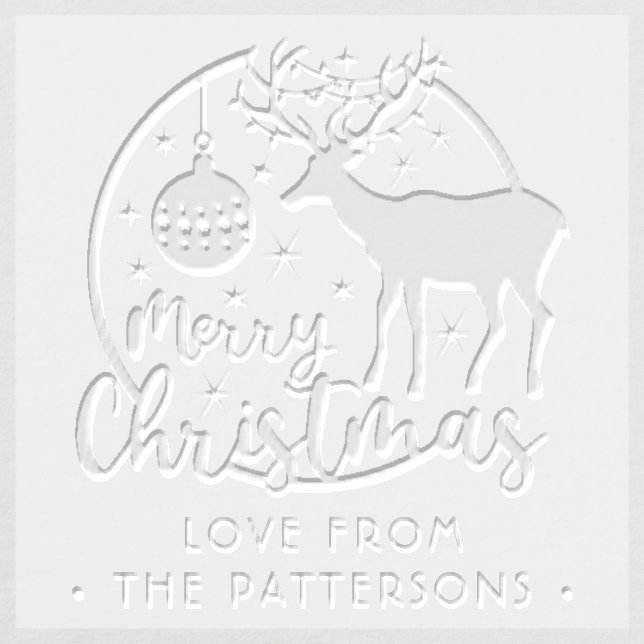 Merry Christmas Script Reindeer Personalized Name Embosser (Design)