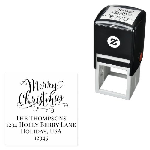 Merry Christmas Script Return Address Custom Self_inking Stamp