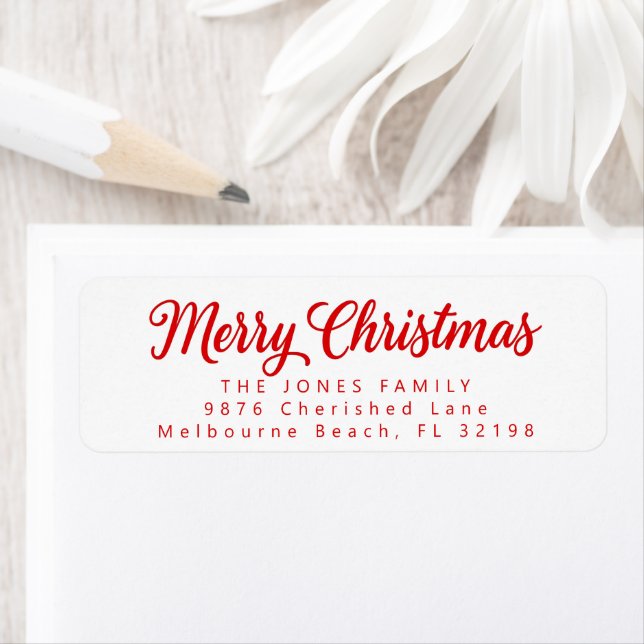 Merry Christmas Script Return Address Label (Insitu)