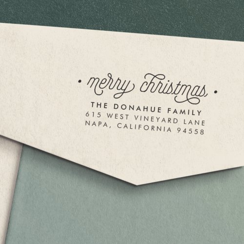 Merry Christmas Script Return Address Self_inking Stamp