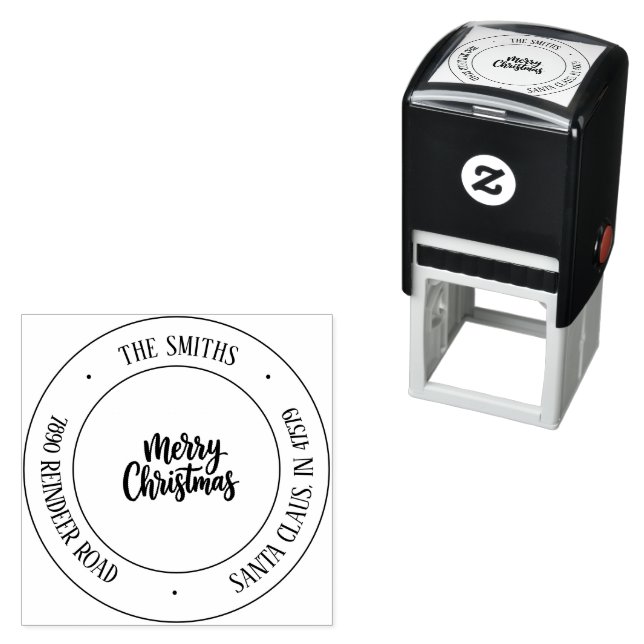 Merry Christmas Script Return Address Stamp (In Situ)