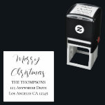 Merry Christmas Script Return Name Address Self-inking Stamp<br><div class="desc">Merry Christmas Script Return Name Address  Easily personalise the text to your own.</div>