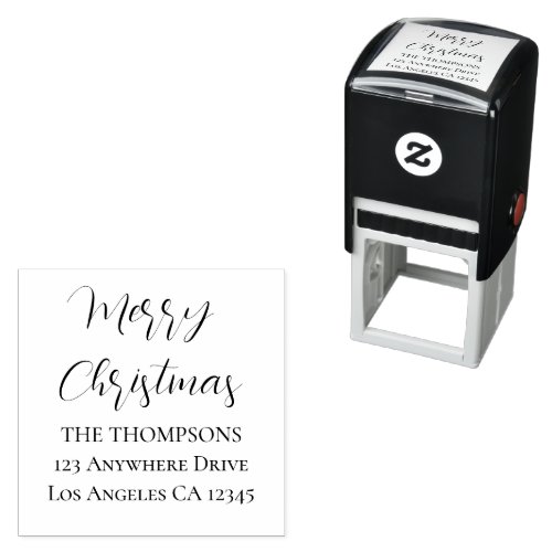 Merry Christmas Script Return Name Address Self_inking Stamp