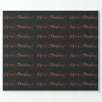 Merry Christmas Script Rose Gold Black Noir Wrapping Paper