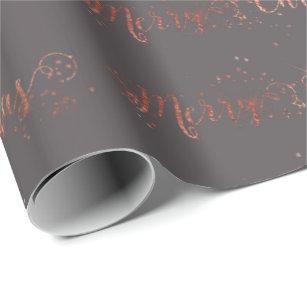 Rose Gold Merry Christmas Calligraphy burgundy Wrapping Paper, Zazzle