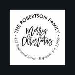 Merry Christmas Script Round Return Address Stamp<br><div class="desc">Custom self-inking Christmas return address stamp personalized with your family name and address. Use the design tools to further customize your own unique stamp design. Our stamps make a great gift for weddings,  housewarming or holidays!</div>