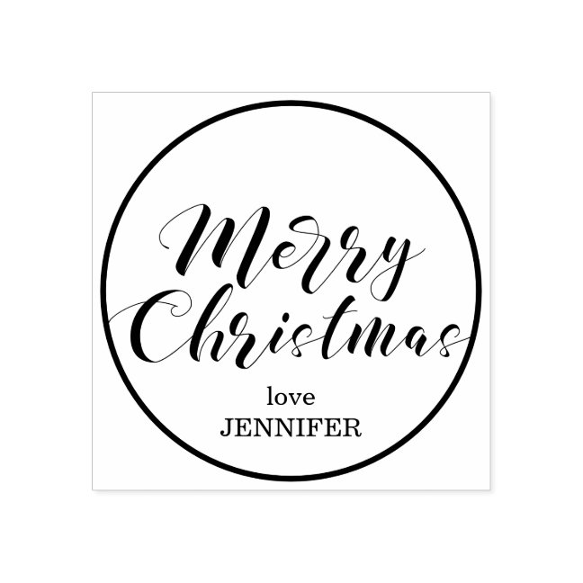 Merry Christmas Script Rubber Stamp