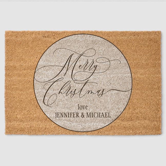 Merry Christmas Script Signature Love Fiber Doormat