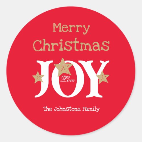 Merry Christmas Script Simple Cute Red Holiday  Classic Round Sticker