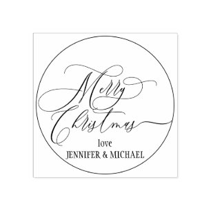 Merry Christmas Script Simple Love Rubber Stamp