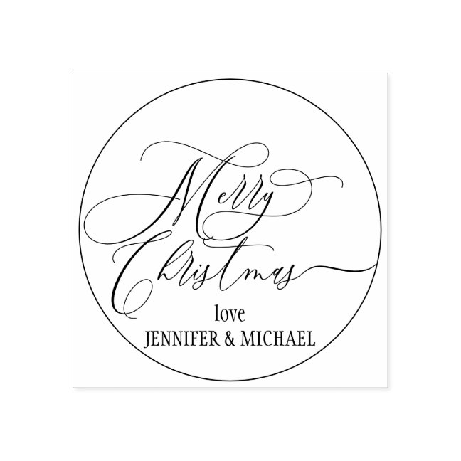 Merry Christmas Script Simple Love Rubber Stamp